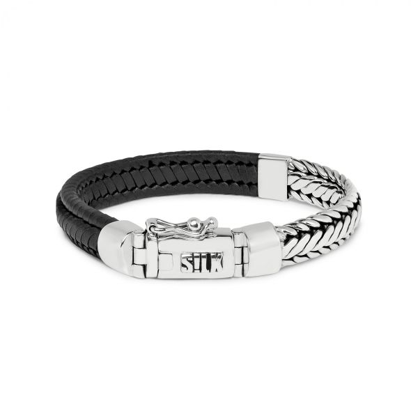 193BLK bracelet silver & leather black ZIPP