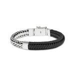 193BLK bracelet silver & leather black ZIPP ZIPP Collection