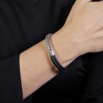 193BLK bracelet silver & leather black ZIPP Female ZIPP Collection