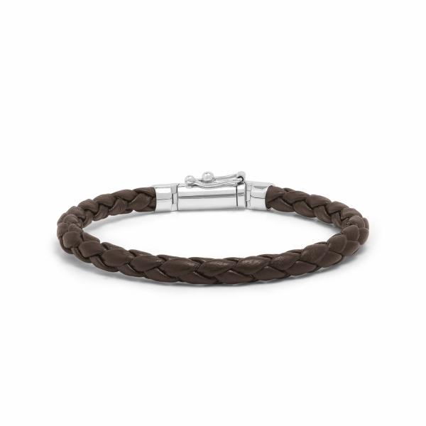 247BRN bracelet silver & leather brown FOX Collection