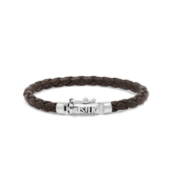 247BRN bracelet silver & leather brown