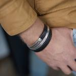 252BLK Bracelet Black Male CHEVRON Collection