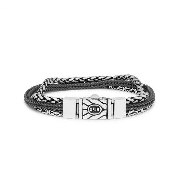 283 bracelet silver polished, mat & black RAW CHEVRON Collection