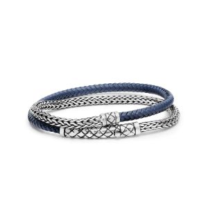 Mens Braided Leather Double Wrap Bracelet, Sterling Silver S Clasp Leather Bracelet, Unisex Boho Chic OOAK Casual Jewelry, Gift for Him