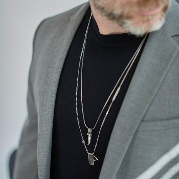 440SIL Necklace with pendant Male ELEMENTS Collection