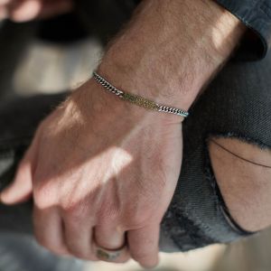 Mens thin 2025 silver bracelet