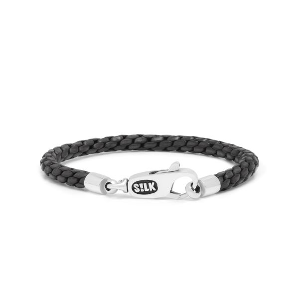 755BLK bracelet leather silver DOUBLE LINKED Collection