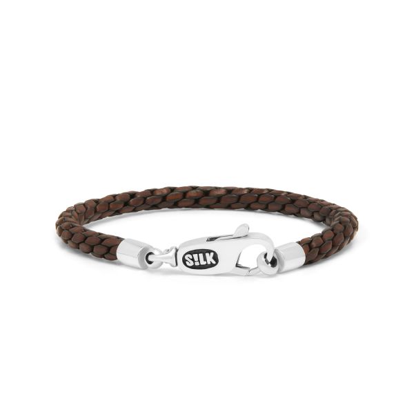 755BRN bracelet leather silver DOUBLE LINKED Collection