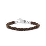 755BRN bracelet leather silver DOUBLE LINKED Collection