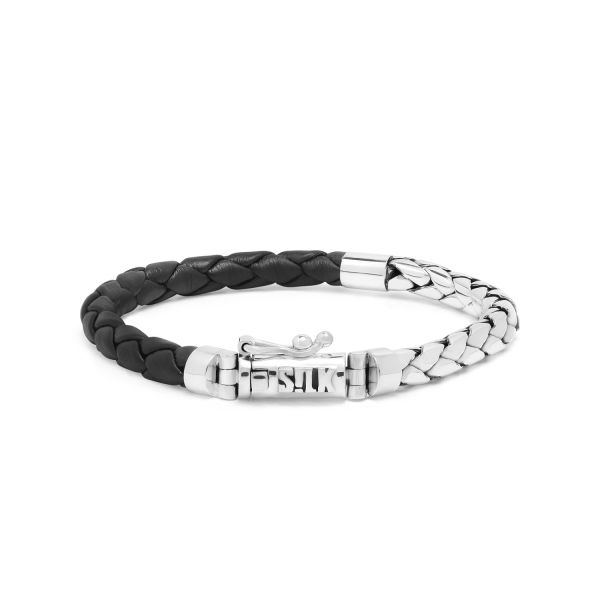 765BLK bracelet leather silver