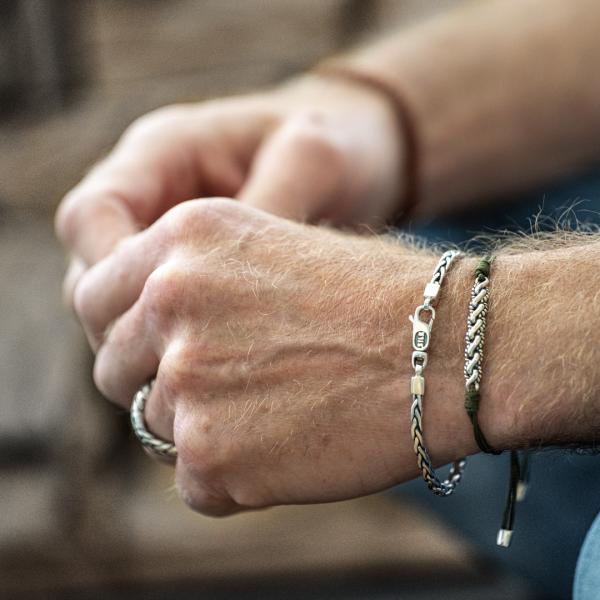 778OLV bracelet paracord silver Male BREEZE Collection
