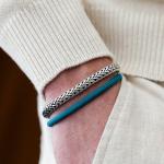 782AZ1 bracelet silver & paracord Male ALPHA Collection