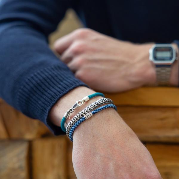 782AZ1 bracelet silver & paracord Male ALPHA Collection