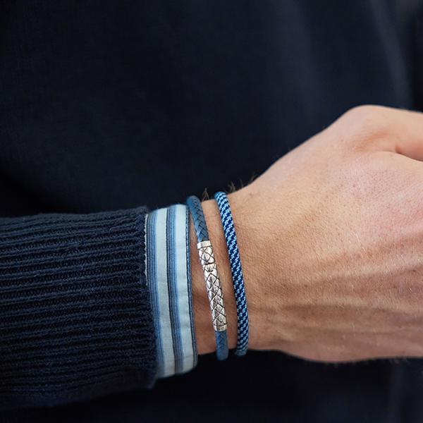 782AZ3 bracelet silver & paracord Male ALPHA Collection