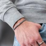 785AZ5 bracelet silver & paracord Male ALPHA Collection