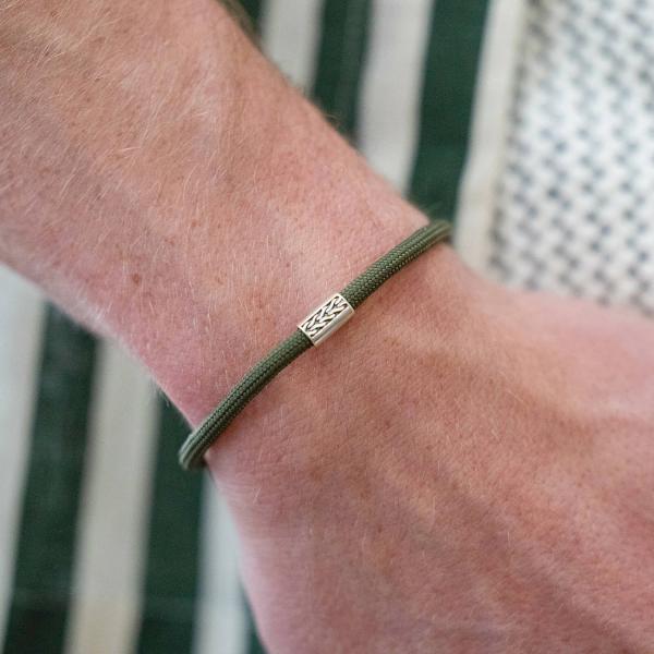785EM1 bracelet silver & paracord Male ALPHA Collection