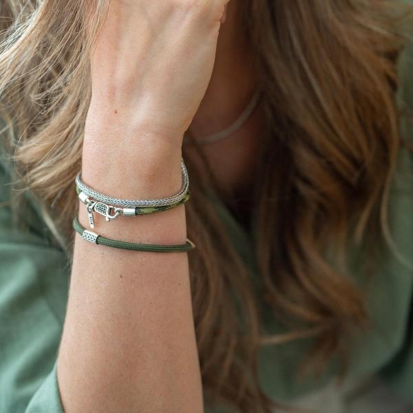 785EM1 bracelet silver & paracord Female ALPHA Collection