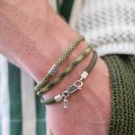 785EM3 bracelet silver & paracord Male ALPHA Collection
