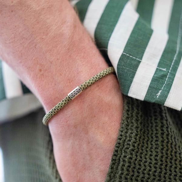 785EM3 bracelet silver & paracord Male ALPHA Collection