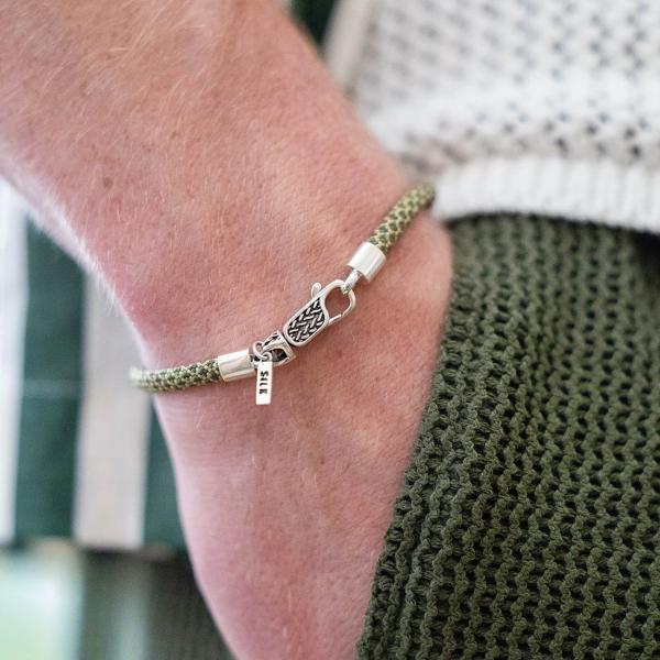 785EM3 bracelet silver & paracord Male ALPHA Collection