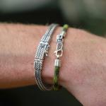 785EM6 bracelet silver & paracord Male ALPHA Collection