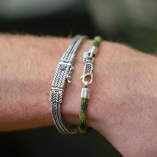 785EM6 bracelet silver & paracord Male ALPHA Collection