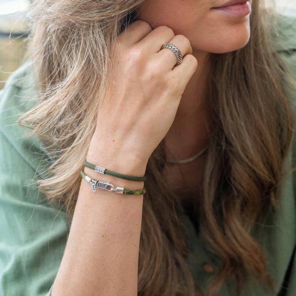 785EM6 bracelet silver & paracord Female ALPHA Collection
