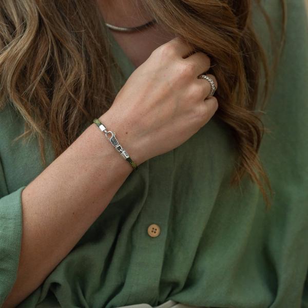 785EM6 bracelet silver & paracord Female ALPHA Collection