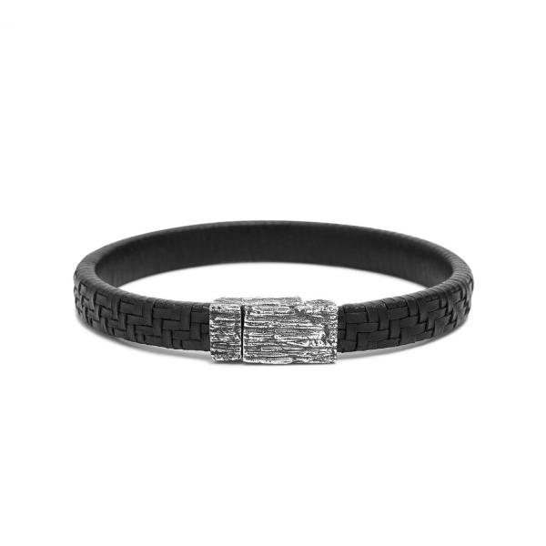 E420BLK bracelet leather silver SXM-earth Collection