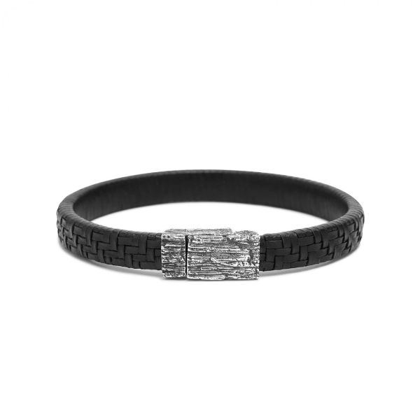 E420BLK bracelet leather silver