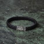 E420BLK bracelet leather silver SXM-earth Collection