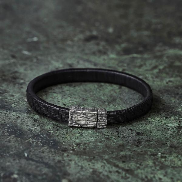 E420BLK bracelet leather silver SXM-earth Collection