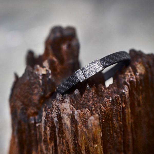 E420BLK bracelet leather silver SXM-earth Collection