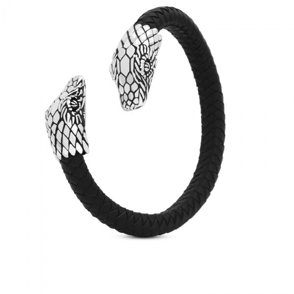 S21BLK Snake Bracelet Leather