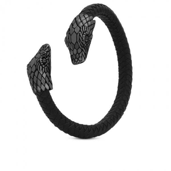 S24BLK Snake Bracelet black leather SXM - Fierce Collection