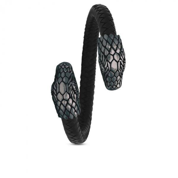 S24BLK Snake Bracelet black leather SXM - Fierce Collection