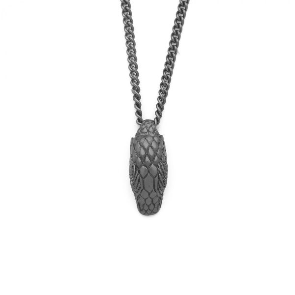 S27BLK Snake Necklace black rhodium & pendant Fierce Collection
