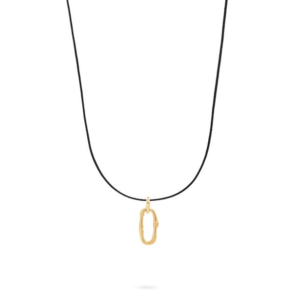 X306BLK.SGP necklace paracord silver goldplated SXM - Bambu Collection