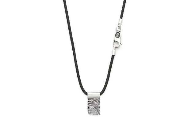 Fingerprint tag with leather necklace